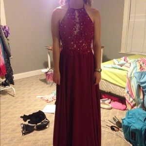 NWOT: Red Floor length dress with open back
